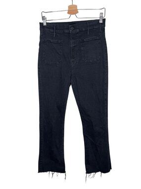 Mother 32 Hustler Patch Pocket Ankle Fray Jeans Not Guilty Black Wash